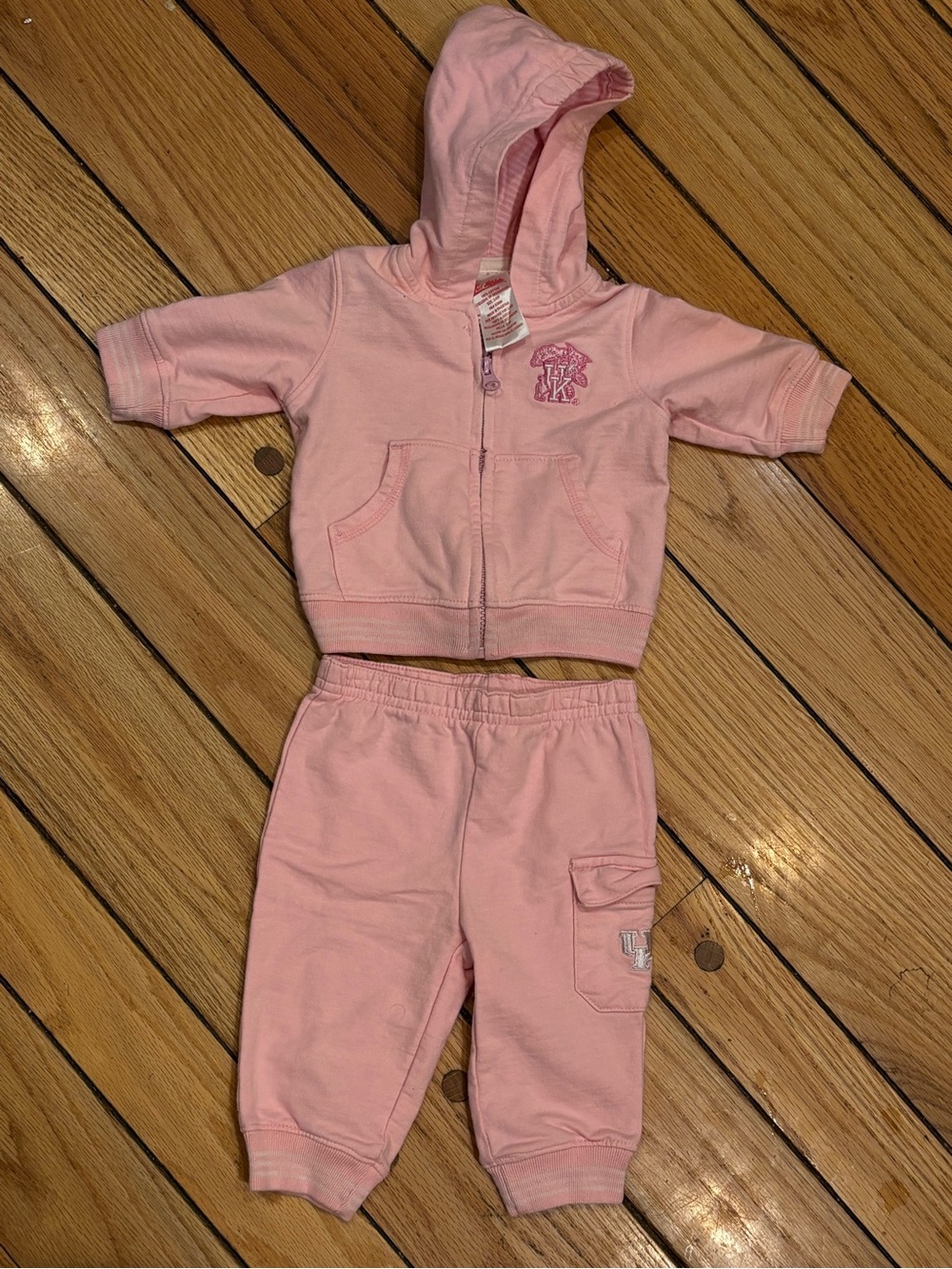 University of Kentucky Wildcats Pink Hooded Sweatshirt & Jogger Set Cotton 3-6mo